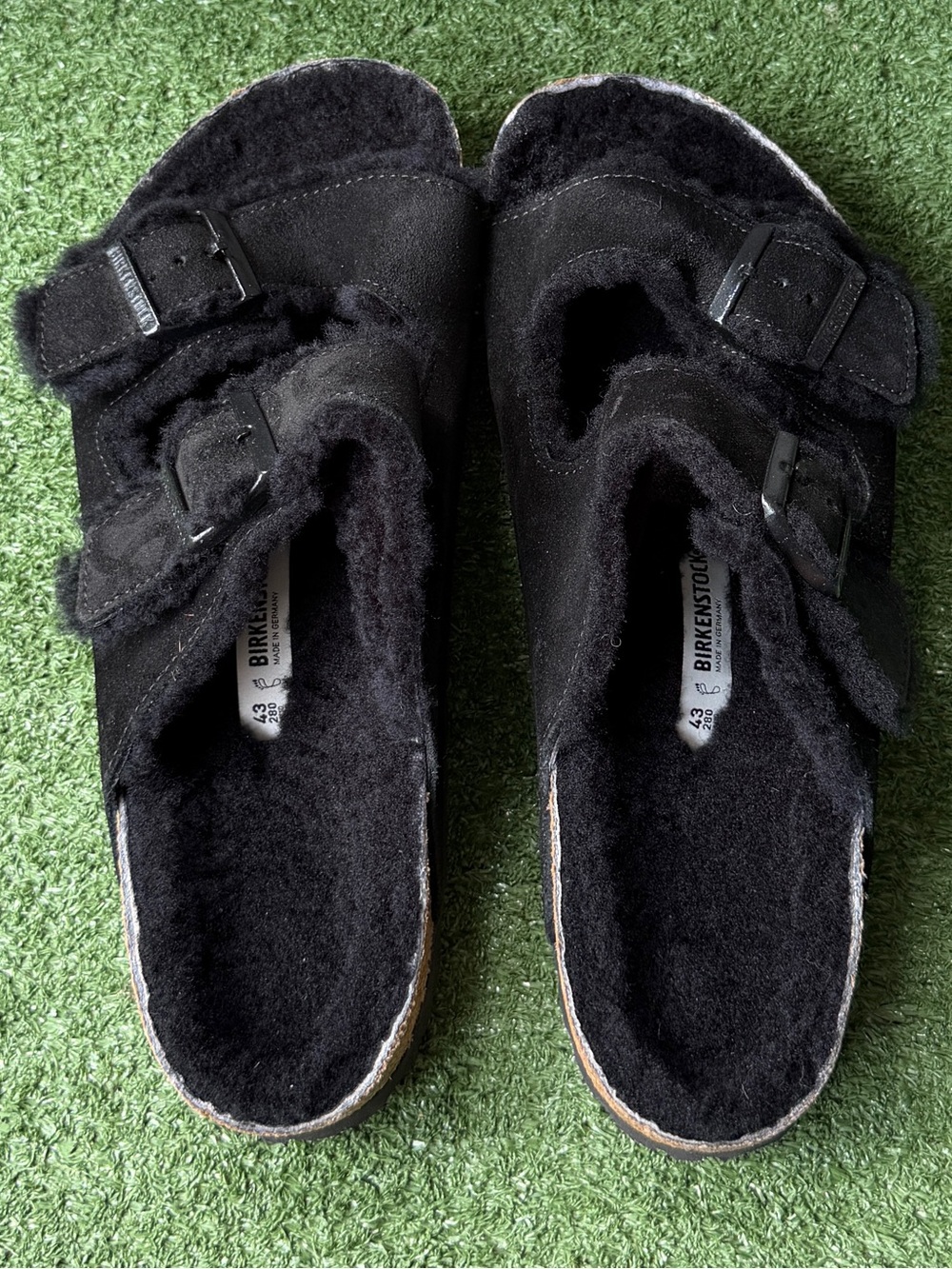Birkenstock Arizona Shearling-Lined Black Suede Mens Sandals